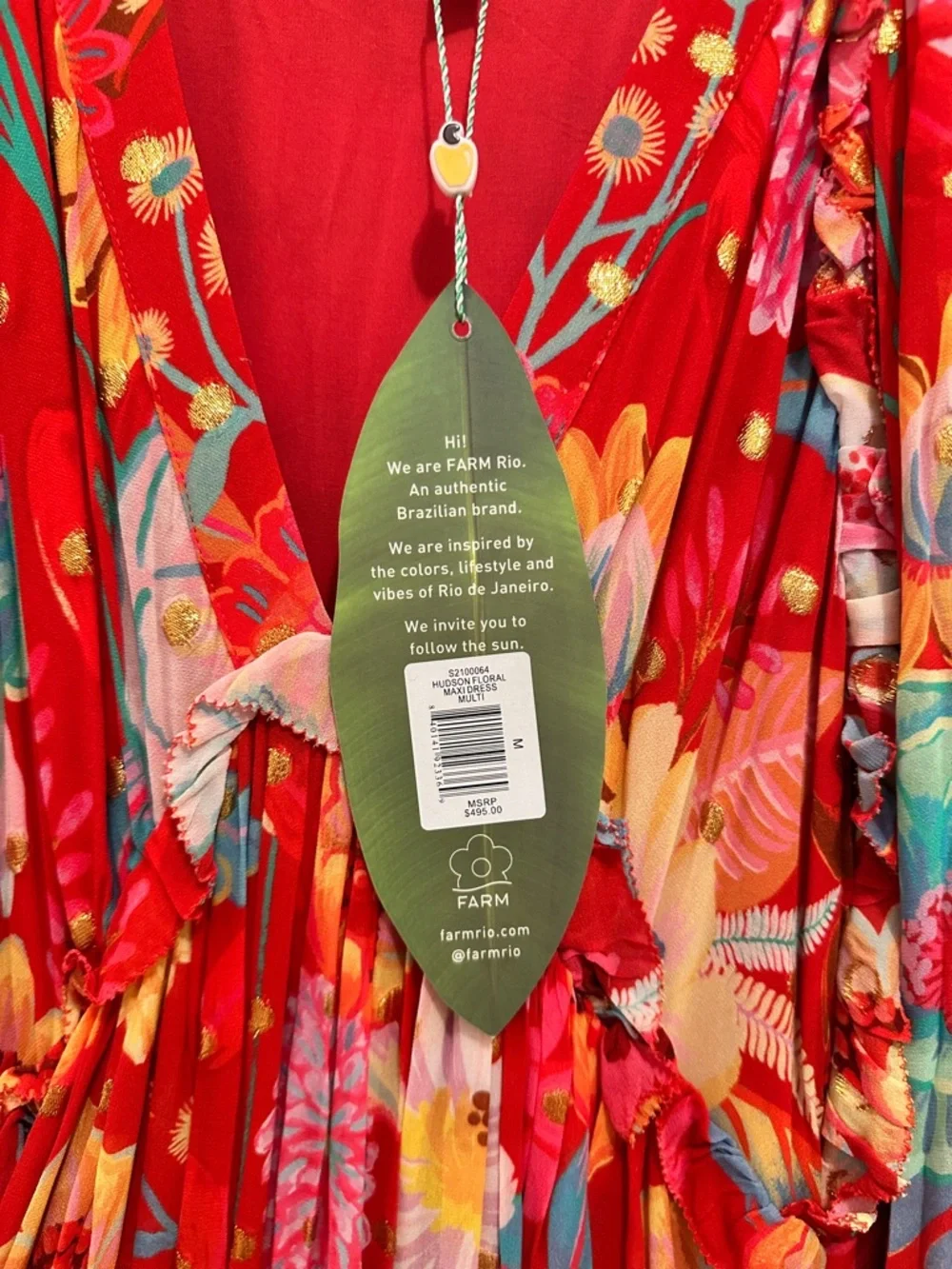 FARM Rio Red Floral Maxi Dress with Multicolor Blooms - Picture 6 of 13